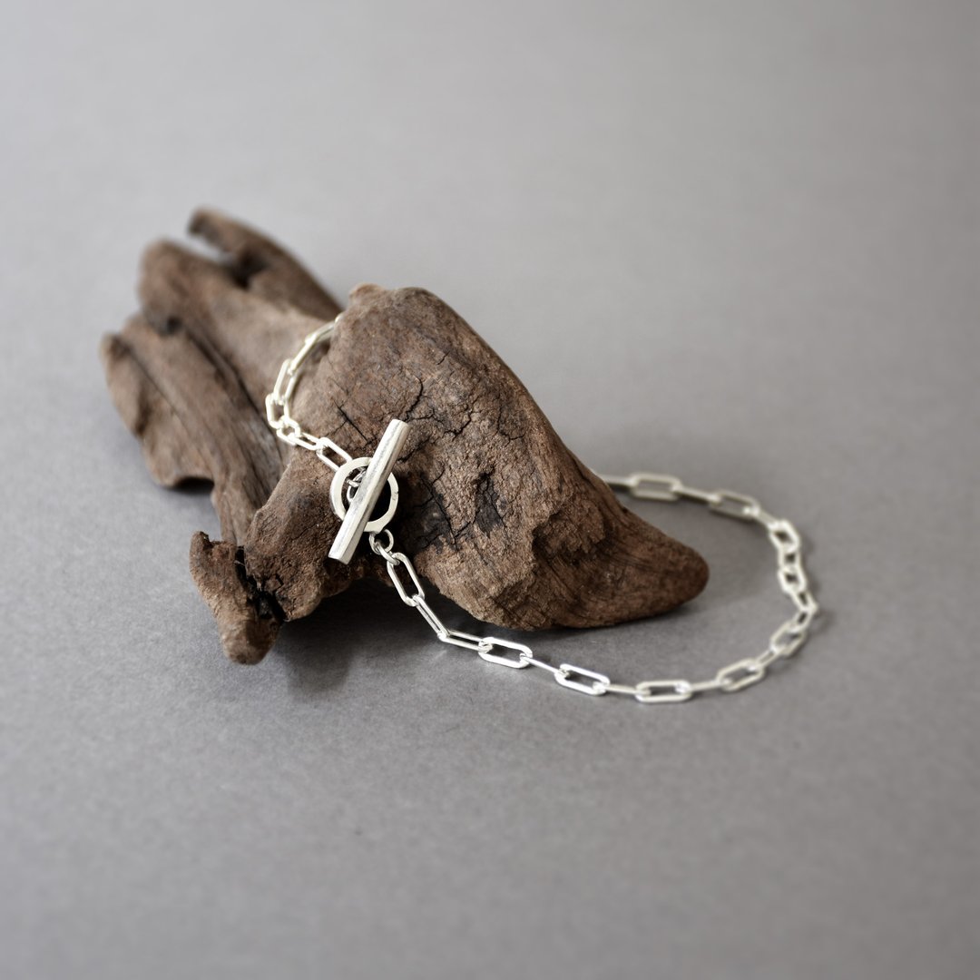 简约粗银链925银圈扣手链 // Tiny Sterling Silver Bracelet - 手链/手环 - 银 银色