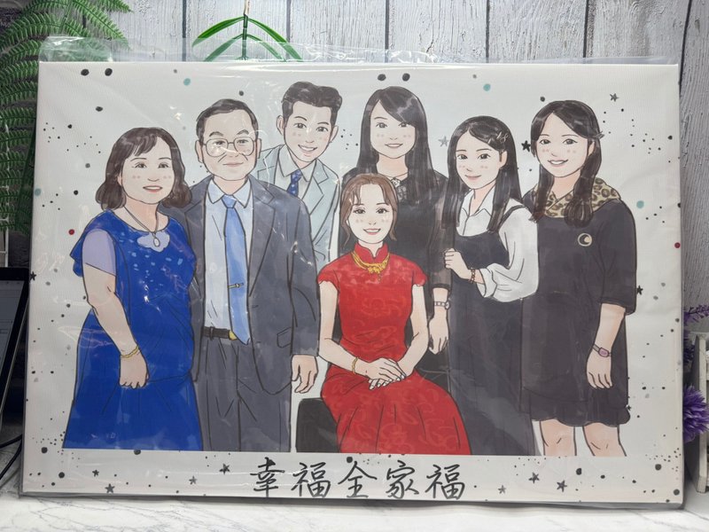 家人陪我走进婚姻的幸福画面 初恋风手绘无框画 结婚纪念收藏摆饰 - 摆饰 - 其他材质 咖啡色