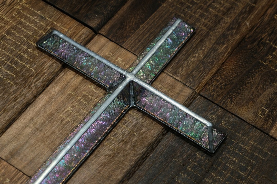 彩虹之约 立体幻彩玻璃十架 装饰 可安装电池小灯 - 摆饰 - 玻璃 