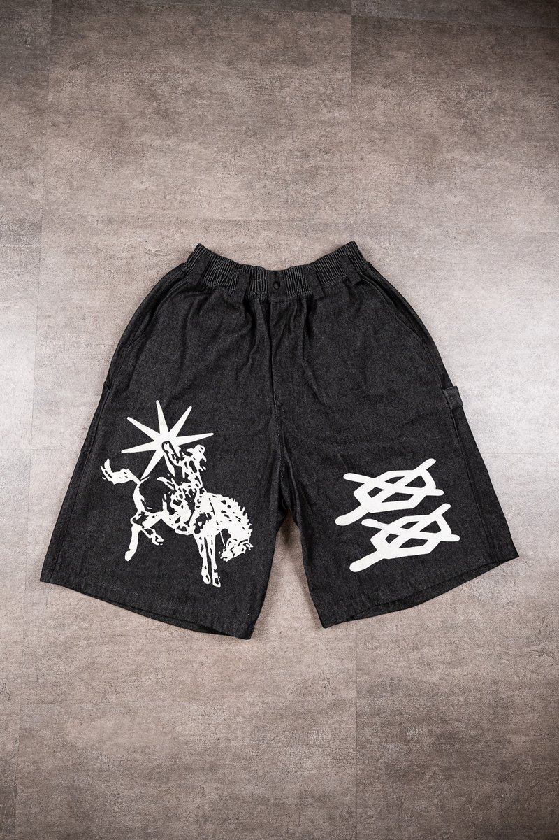 .67ARROW WASTELAND COWBOii_CAPRI_BLACK DENIM_牛仔七分裤 黑色 - 男士长裤 - 棉．麻 黑色