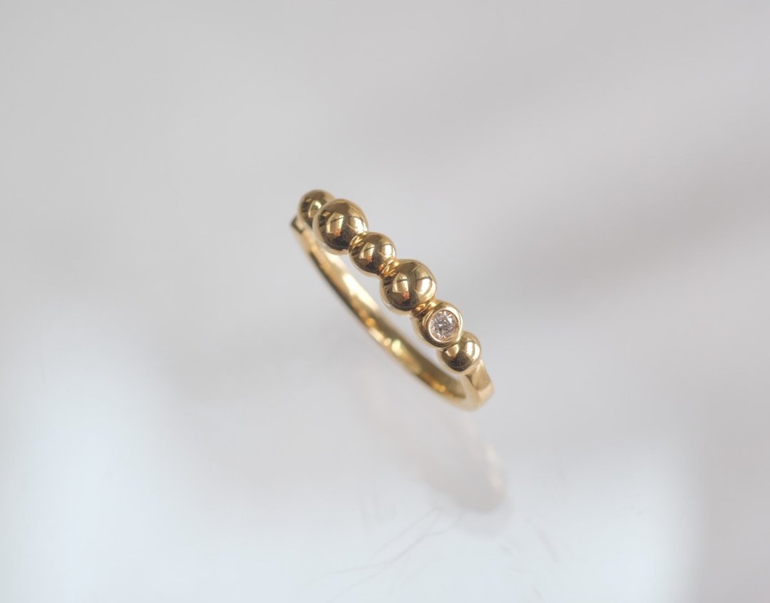 Diamond Tenging 2WAY ring ear cuff Sterling silver gold color - 戒指 - 宝石 金色
