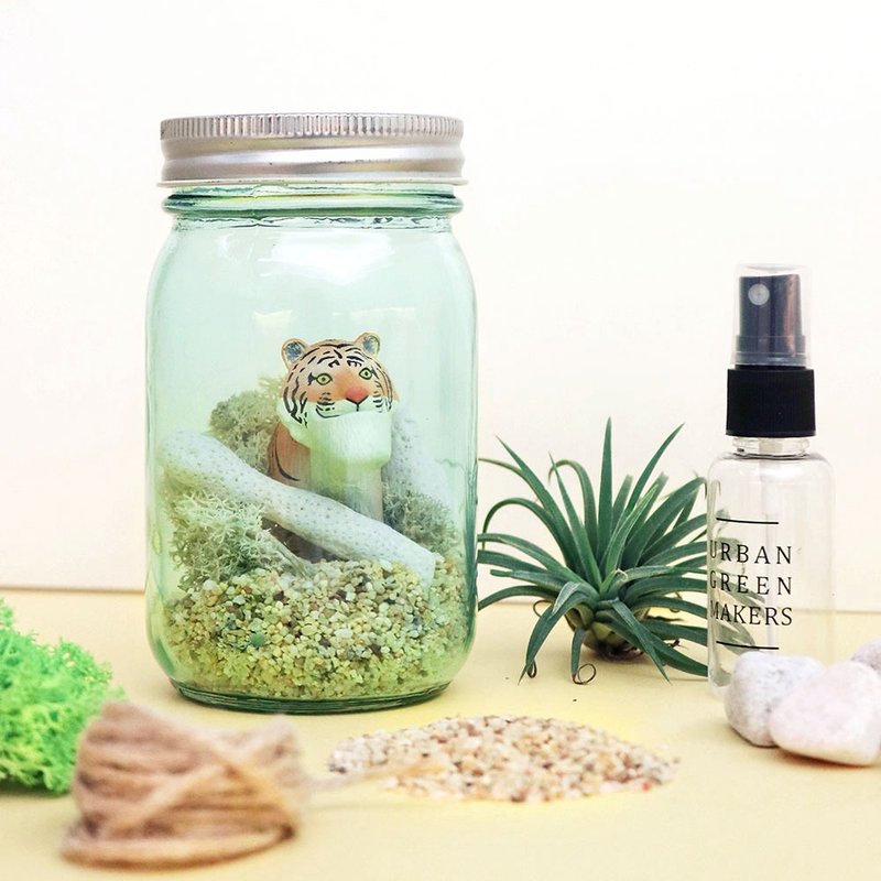 【让我自己挑选】03复古透蓝圆瓶 / 桌上型微造景盆栽 简易版 - 植栽 - 植物．花 蓝色