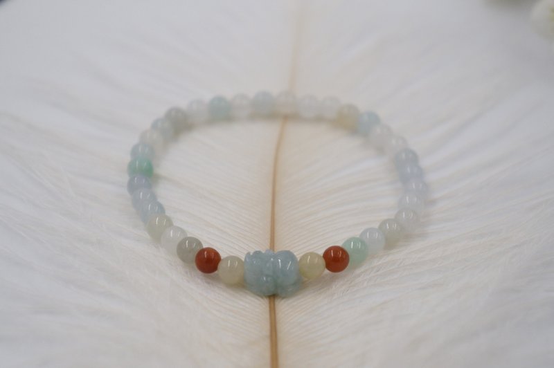 貔修翡翠珠串手链 翡翠多宝手串 - 手链/手环 - 玉石 多色