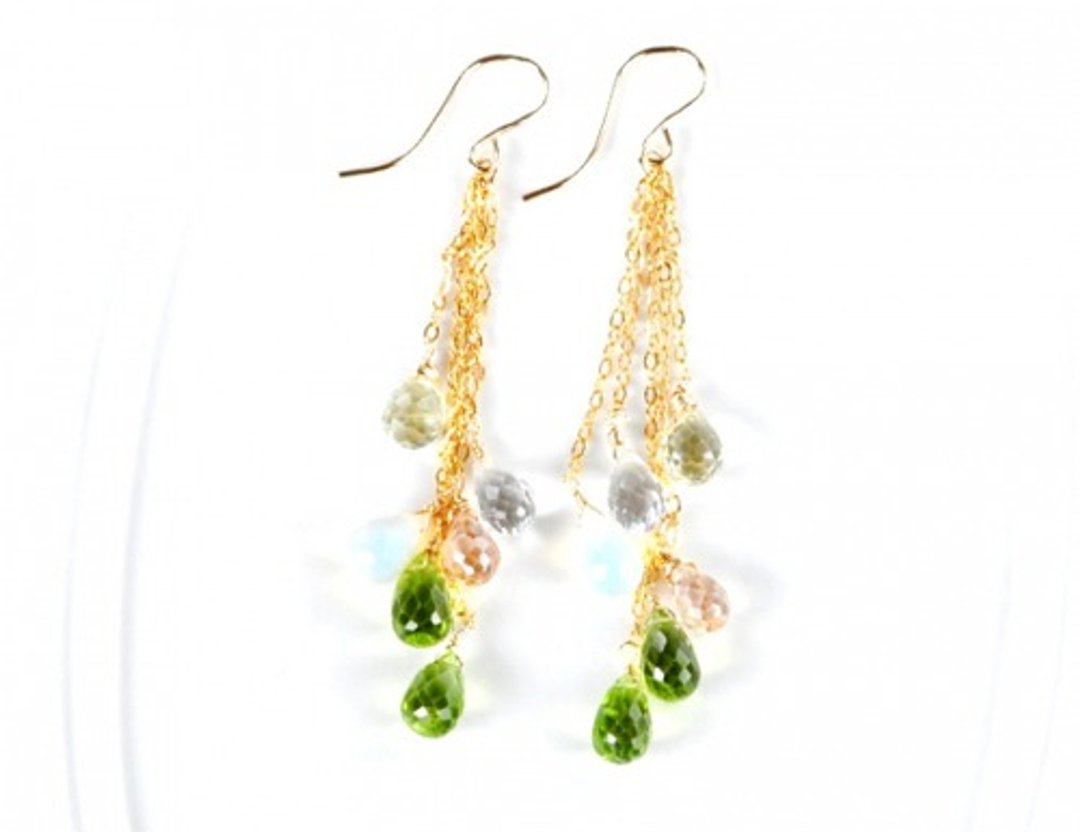 Peridot Chandelier Long Earrings - 耳环/耳夹 - 宝石 