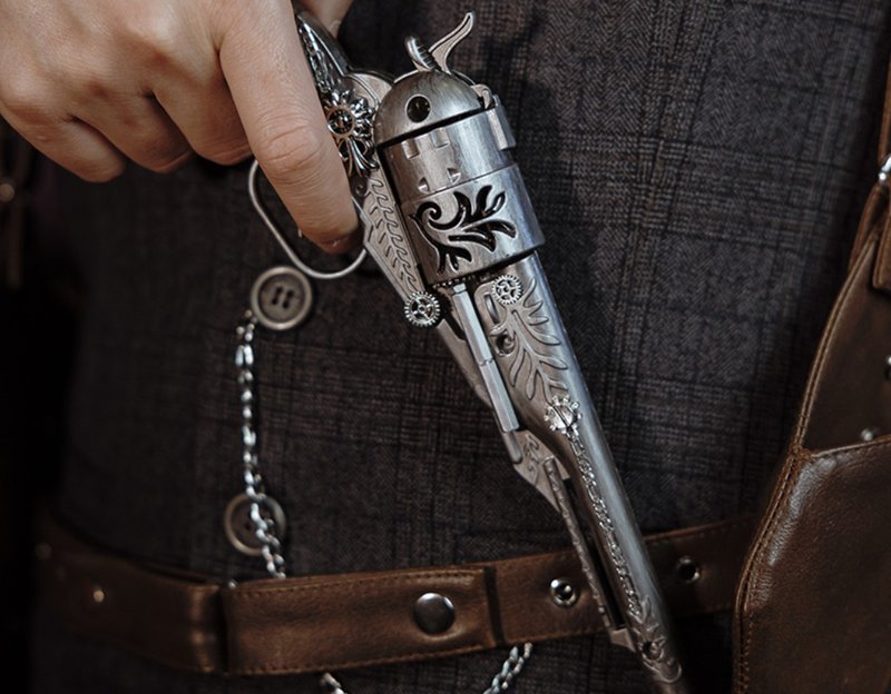 合作限定 诡秘之主×蒸汽大陆 克莱恩 丧钟左轮手枪模型 - 其他 - 铝合金 银色