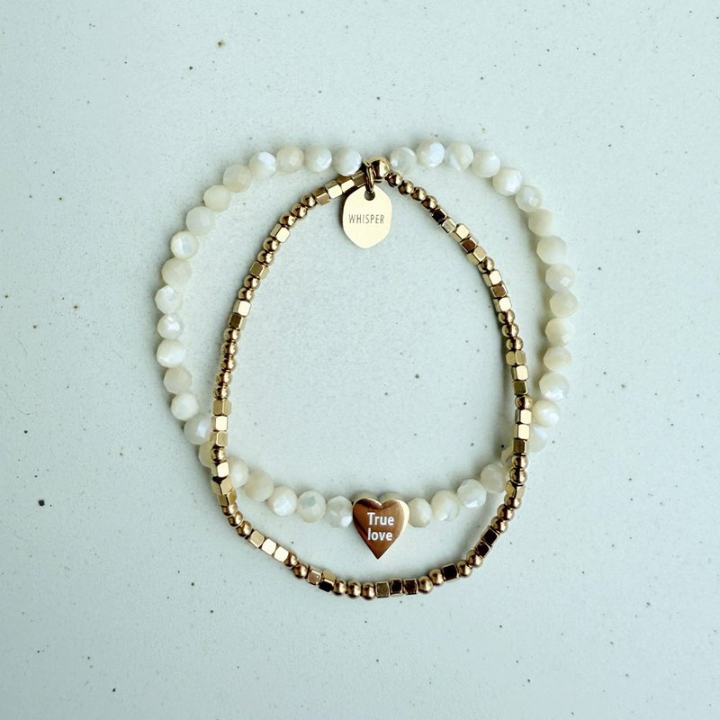 True love 陪我长大贝珠双层弹性手环 - 手链/手环 - 其他金属 