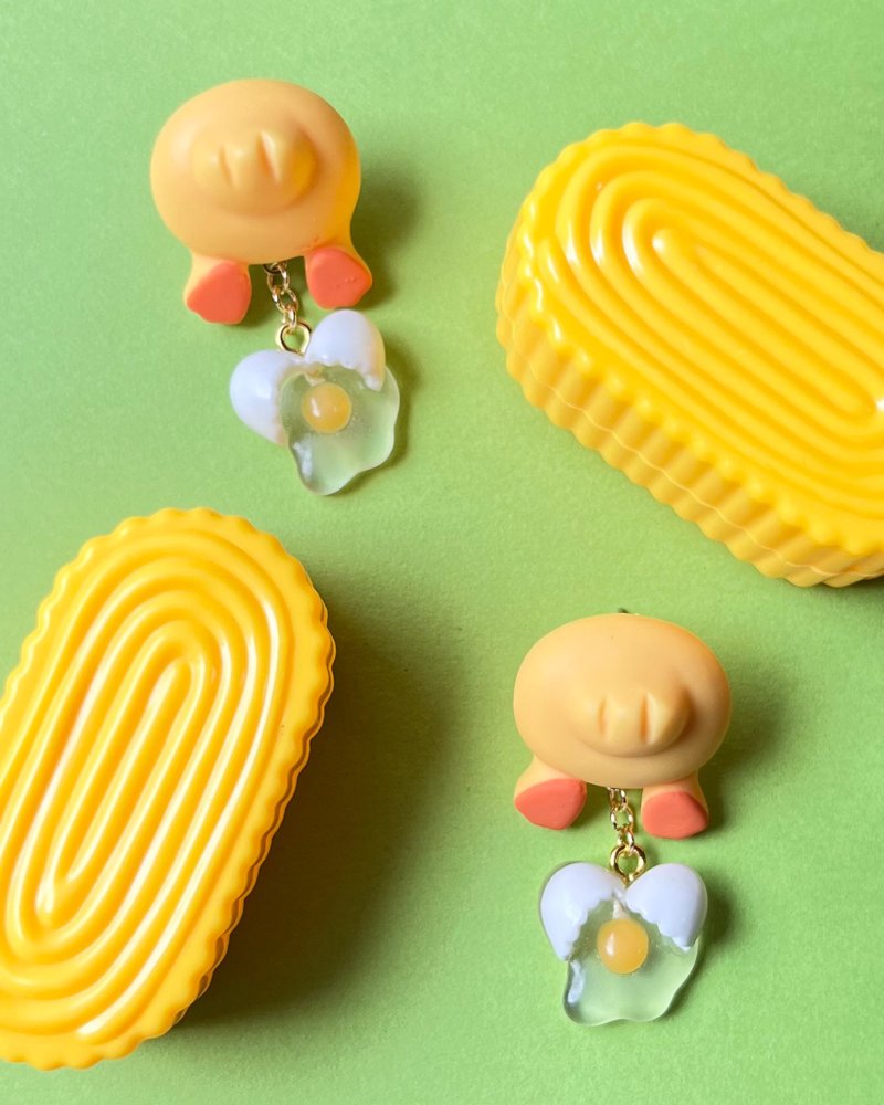 蛋里大塞车 - 小鸡屁屁耳环  手作 - 耳环/耳夹 - 树脂 