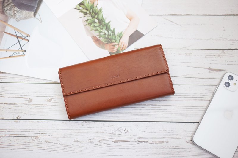 典雅多卡长夹 - 皮夹/钱包 - 真皮 咖啡色