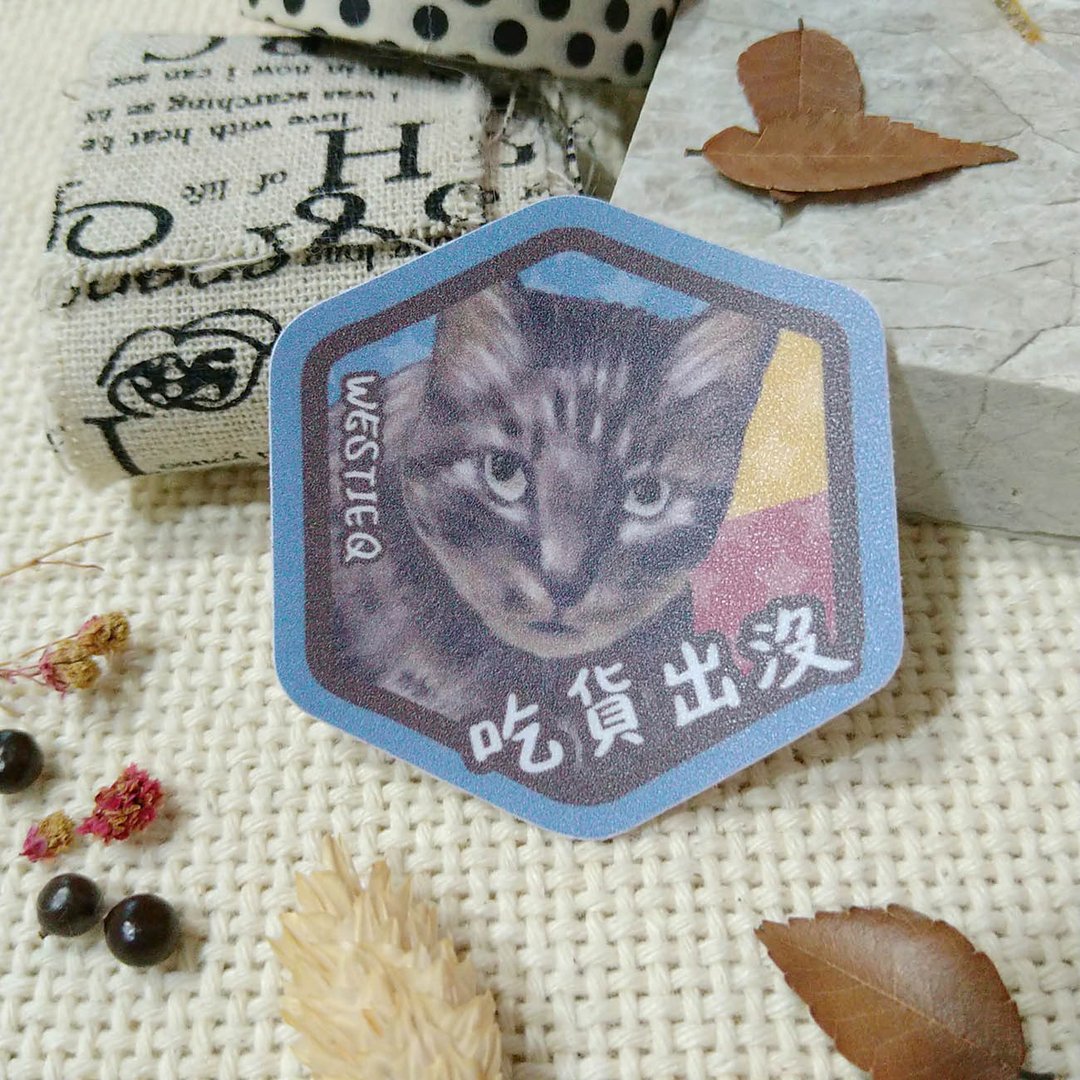 猫咪WOO-吃货出没-防水车贴-防水贴纸-安全帽贴纸 - 贴纸 - 防水材质 