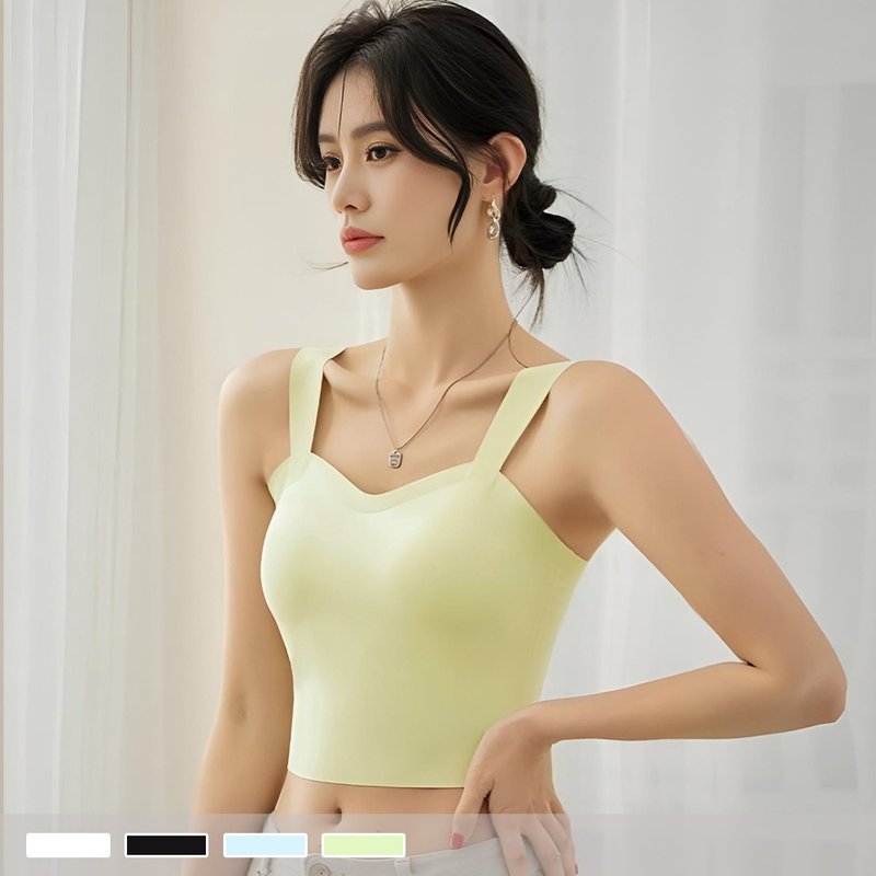 Pink Lady 4色 一体式胸垫 BRATOP 宽肩带小可爱 内搭短版背心 - 女装背心 - 其他人造纤维 绿色