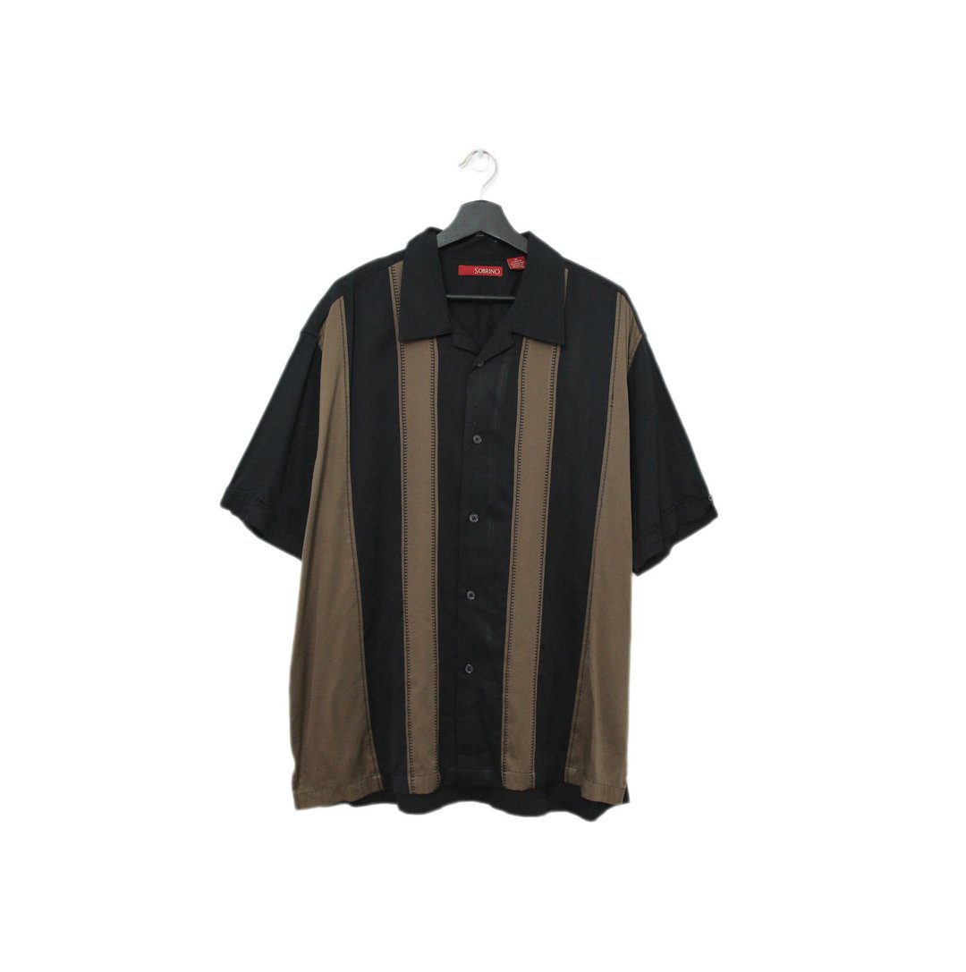 Back to Green-古巴短袖衬衫 黑混墨绿  cs-17 // vintage shirt - 男装衬衫 - 棉．麻 