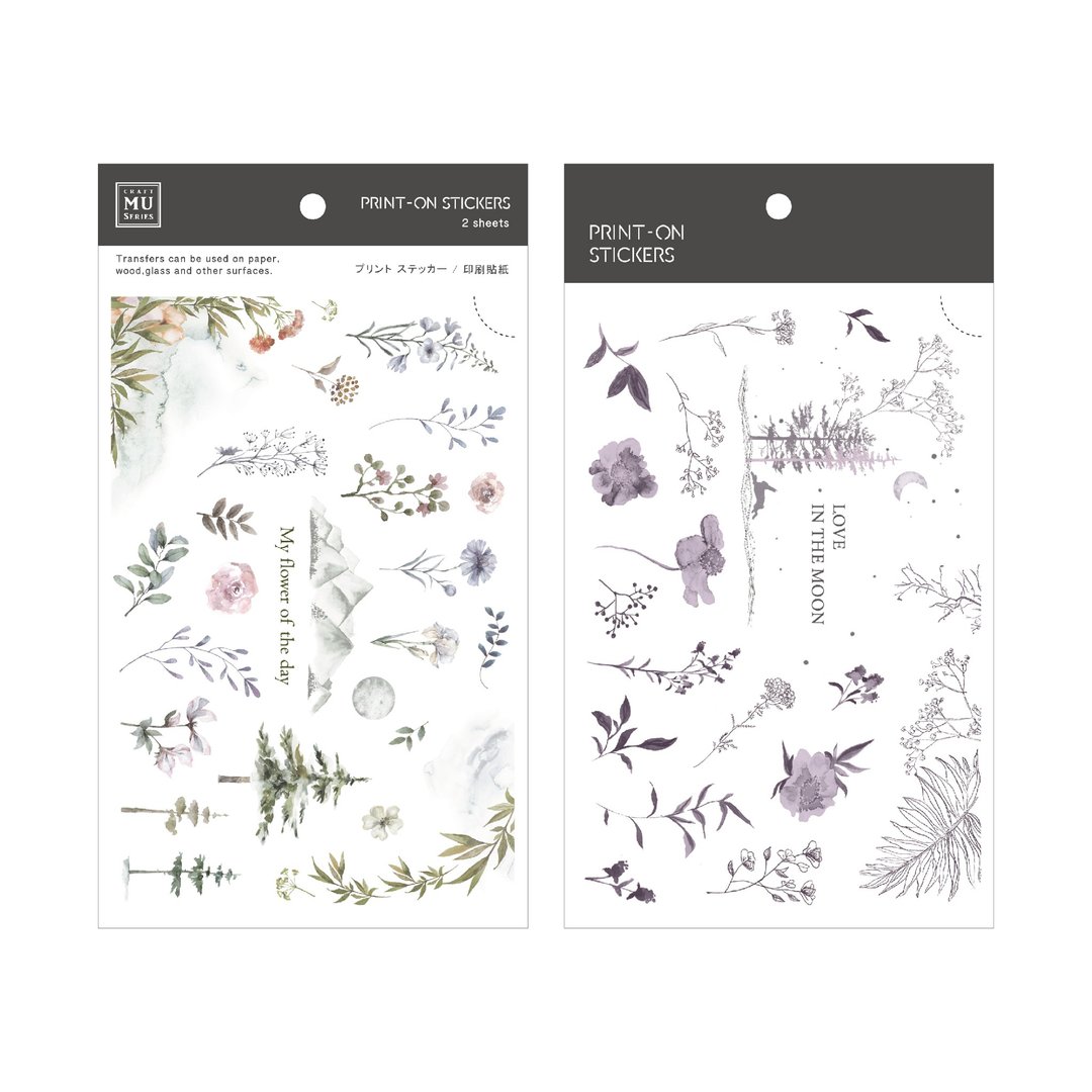 【Print-On Stickers 转印贴纸】no.227-日夜幻境 | 花草系列 - 贴纸 - 其他材质 紫色
