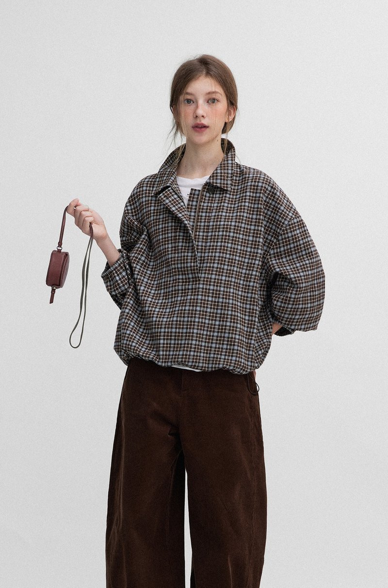 北欧少年感  / 磨毛抽绳设计衬衫 / 衬衣 - 女装衬衫 - 其他材质 多色