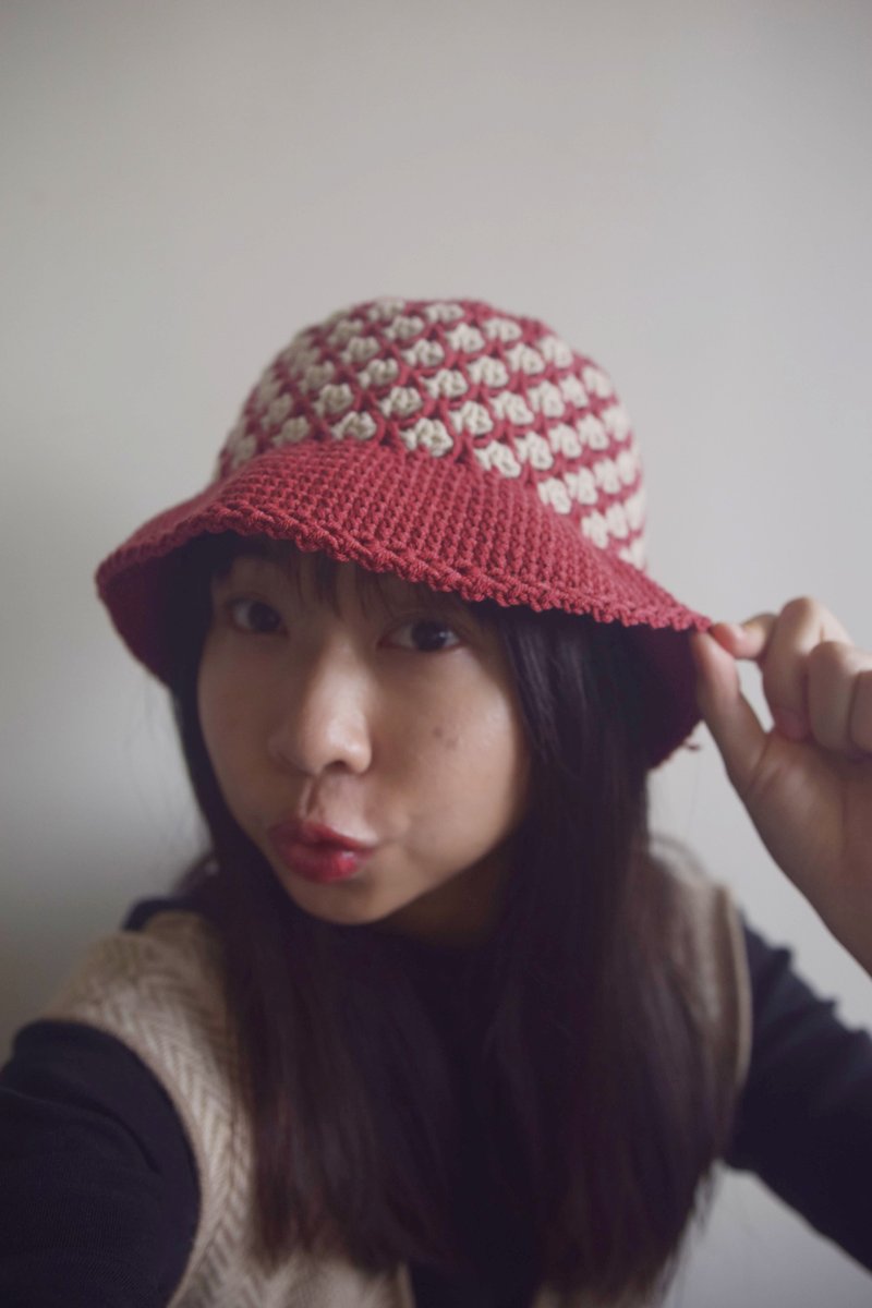 手工编织毛帽 •红 |手作|毛线|钩针| 其他尺寸可订制 - 帽子 - 其他材质 红色