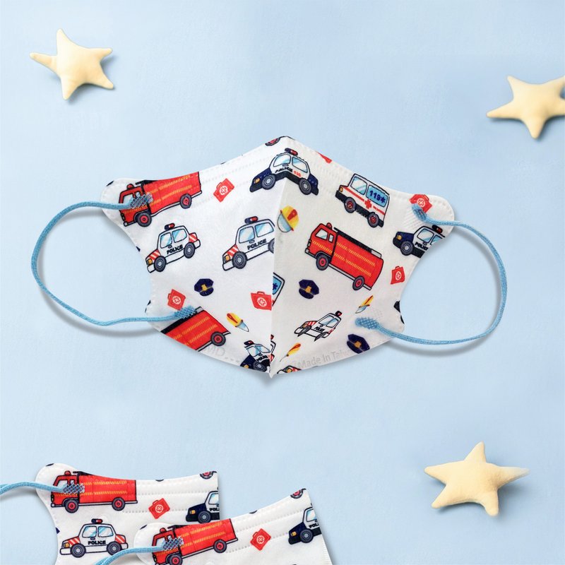 天心/医疗口罩/2~4岁/幼童立体30入/警车来了/车车 - 口罩 - 其他材质 白色