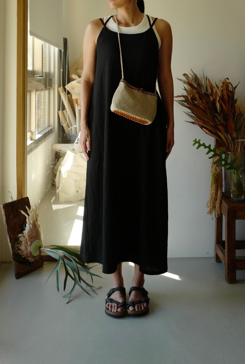 【现货】随行包–手工编织 ∣ 焦糖×夜蓝 - 侧背包/斜挎包 - 棉．麻 