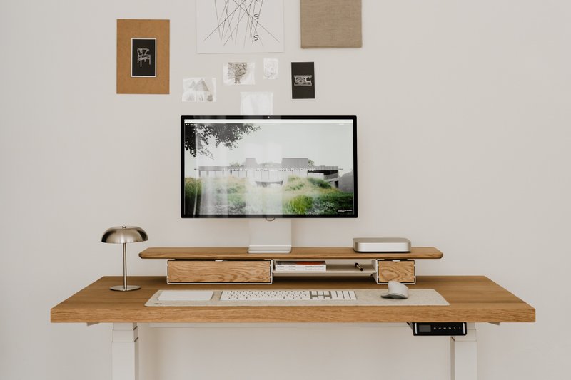 Desk Shelf Pro - 附抽屉的显示器支架 - 电脑配件 - 木头 咖啡色