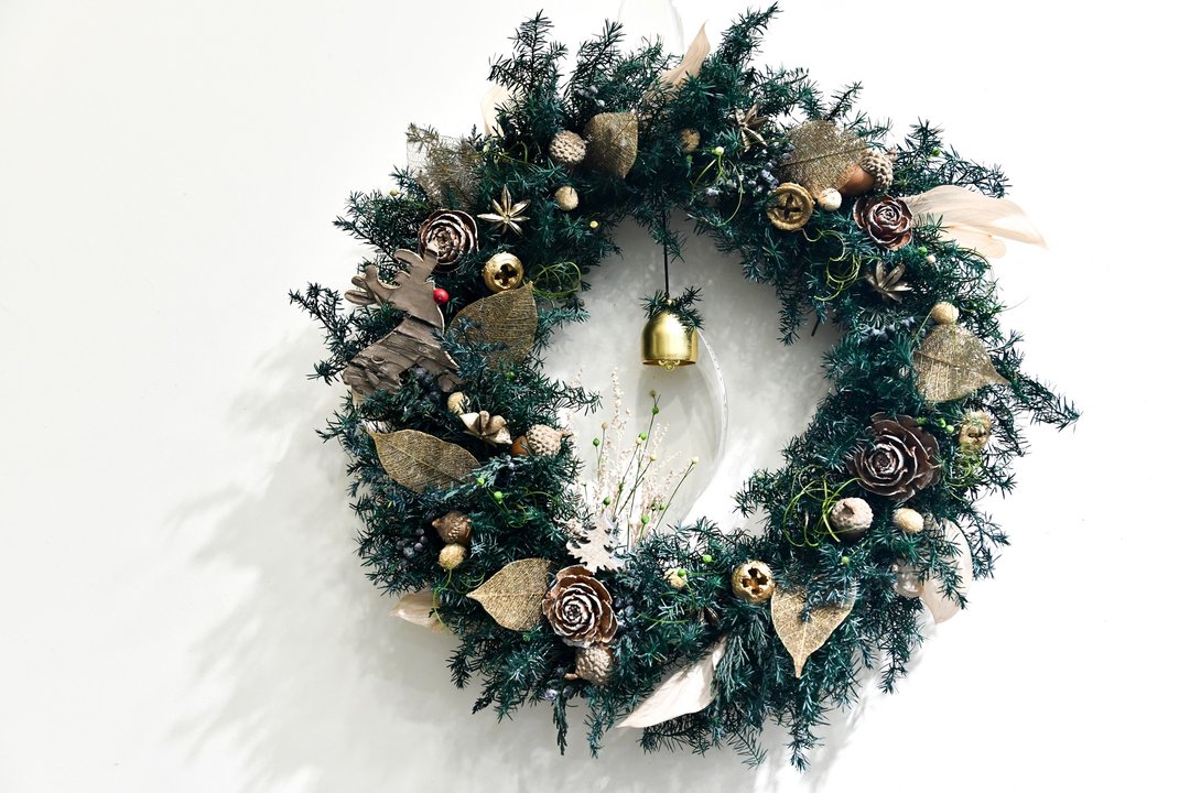 金叶恒星圣诞花圈 Christmas Wreath - 摆饰 - 植物．花 绿色