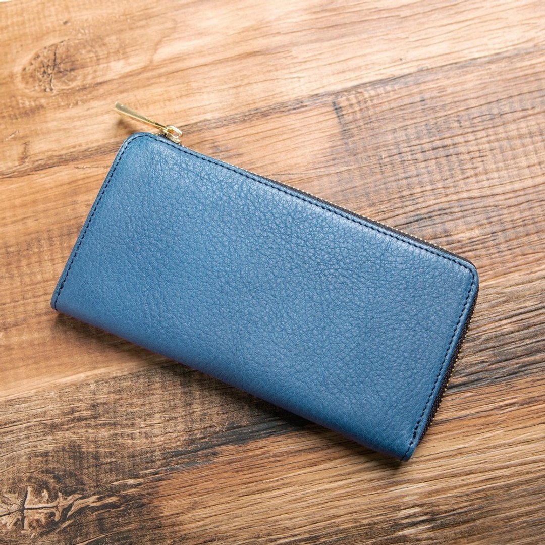 啧啧募资商品 TIDY 枥木  日本制 钱包 长夹 拉链 大容量 水手蓝 - 皮夹/钱包 - 真皮 蓝色