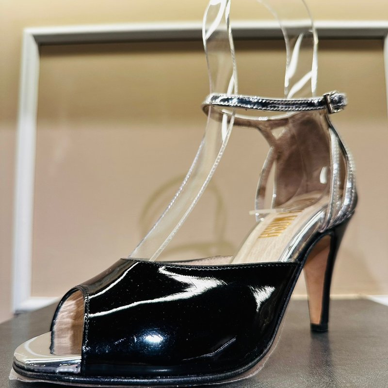 Rusita 黑漆皮银环绕包跟款 - 高跟鞋 - 真皮 黑色