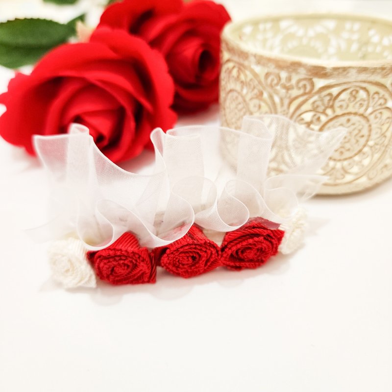 バレッタ(RedRose Frill) - 发饰 - 其他材质 红色