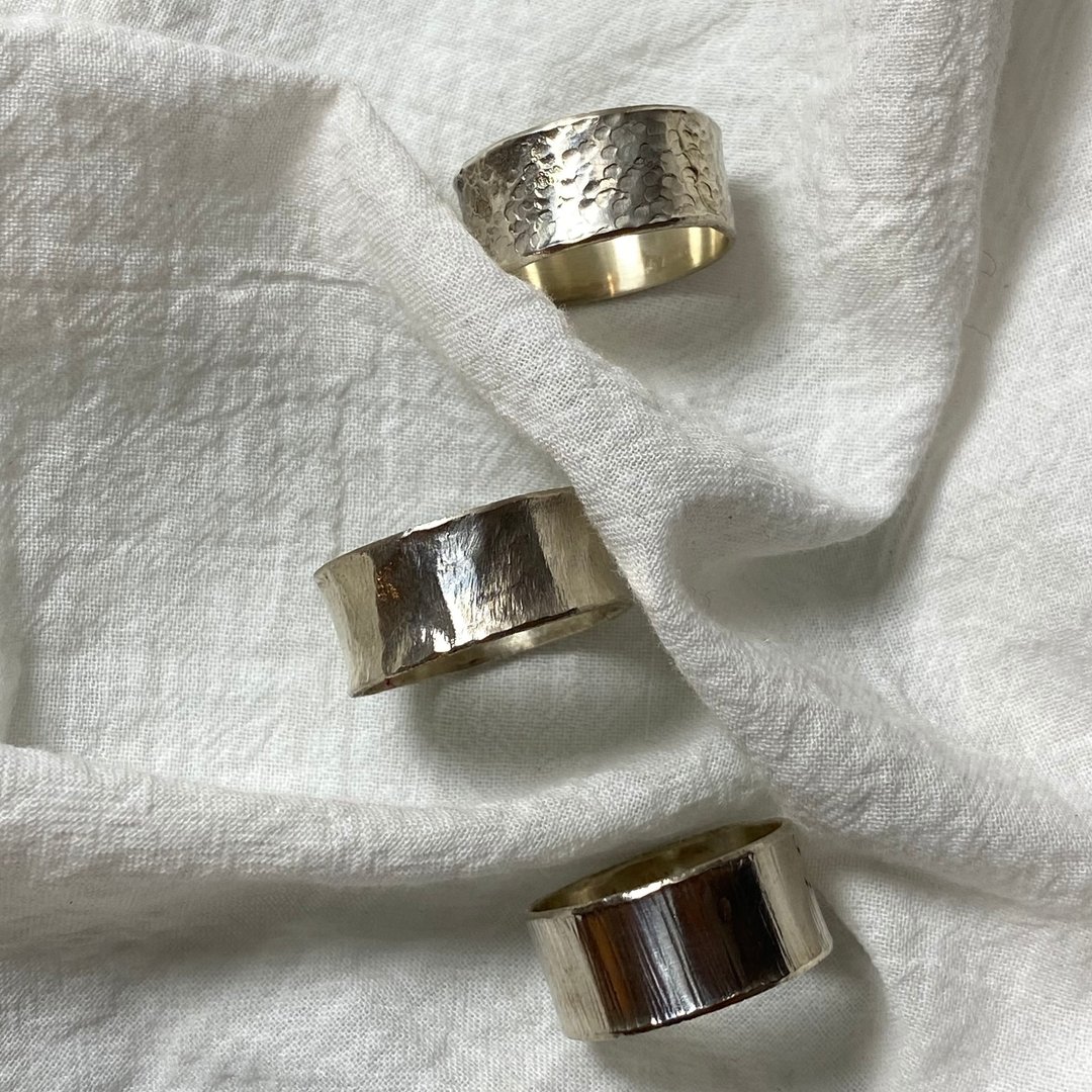 高雄金工手作_手作纹理戒(可敲字/8mm) 925银 - 金工/饰品 - 银 