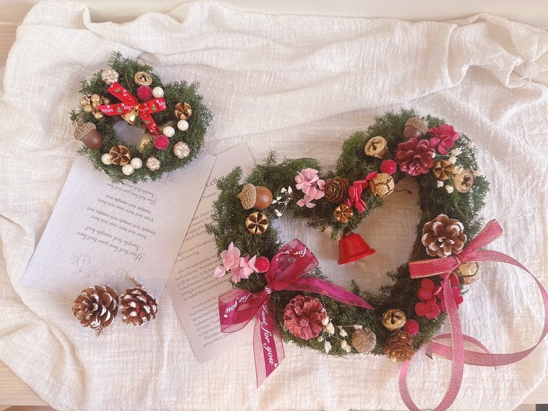 圣诞心型花圈组(大&小) / 圣诞节布置 - 墙贴/壁贴 - 植物．花 绿色