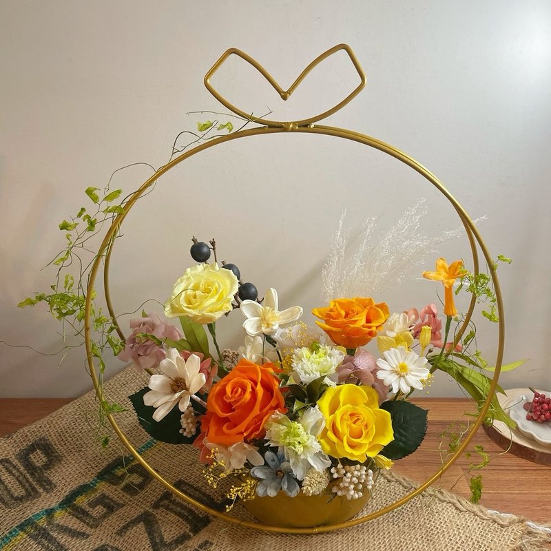 【花诉花艺】黄橙色系列永生桌花/开幕花礼/升迁花礼/祝贺花礼 - 干燥花/捧花 - 植物．花 多色