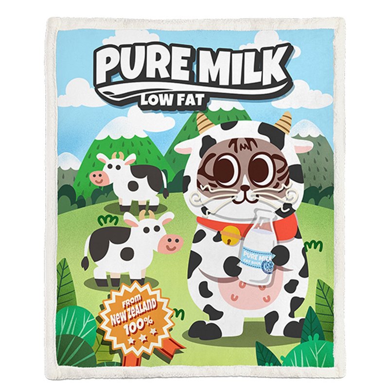 冷气毯-萌萌乳牛喵120x150cm和150x200cm (两种尺寸) - 被子/毛毯 - 其他人造纤维 