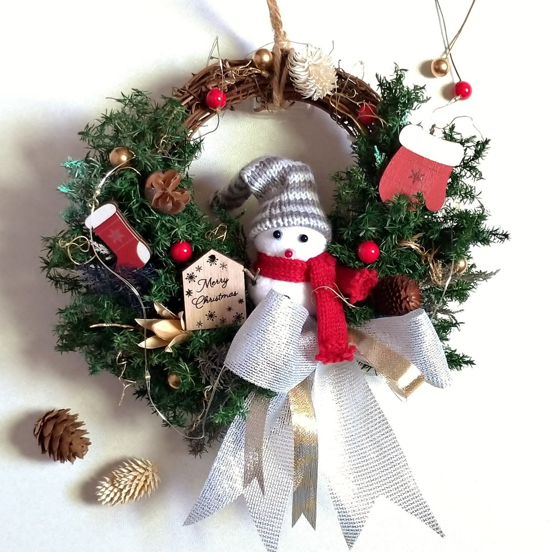 【X'mas│小雪人2.0】圣诞花圈│永生花(不凋花)│干燥花 - 干燥花/捧花 - 植物．花 多色