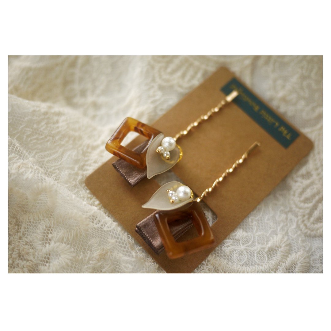 叶与果 | 发夹 | 一字夹 | 对夹 | hair clip | 1 pair 2 pcs - 发饰 - 其他材质 多色