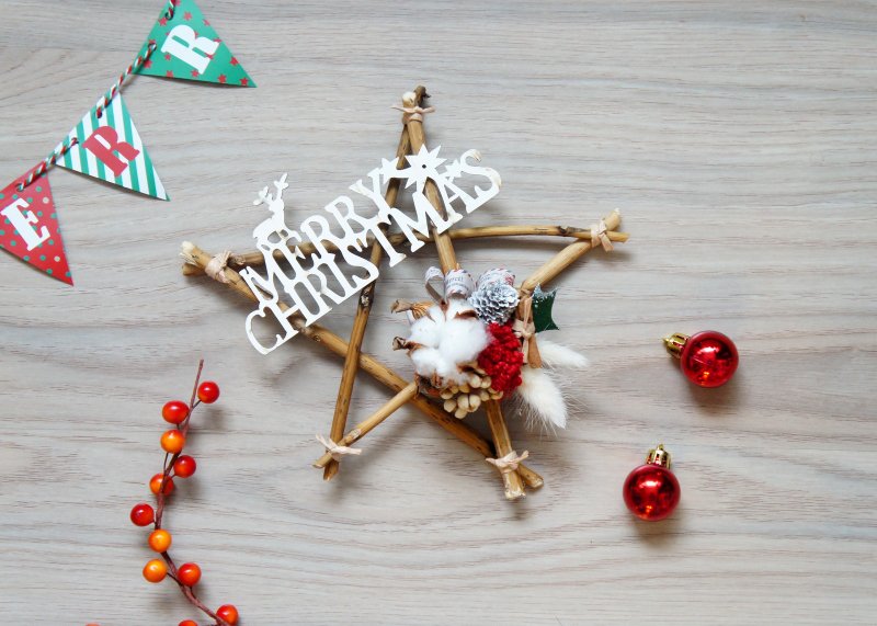 手作干燥花/不凋花系列~璀璨星光星星造型圣诞挂饰(小)/墙面挂饰/拍照道具/店铺装饰/居家装饰～ - 摆饰 - 植物．花 