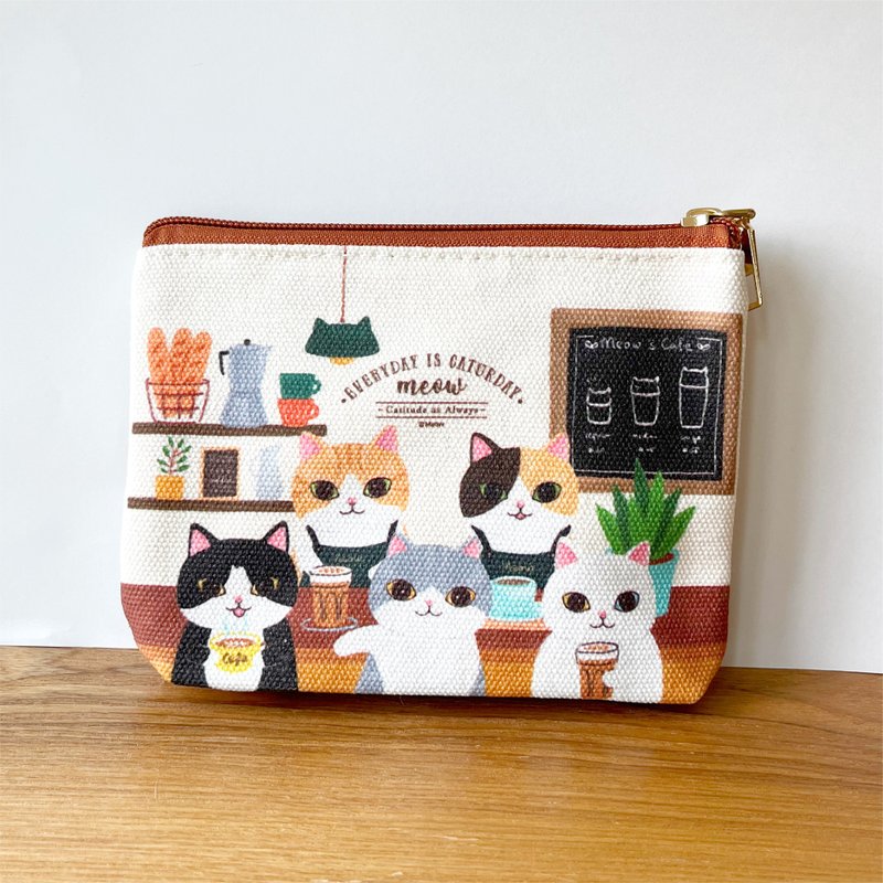 Meow Cafe 猫猫小物袋化妆袋 - 化妆包/杂物包 - 其他材质 咖啡色
