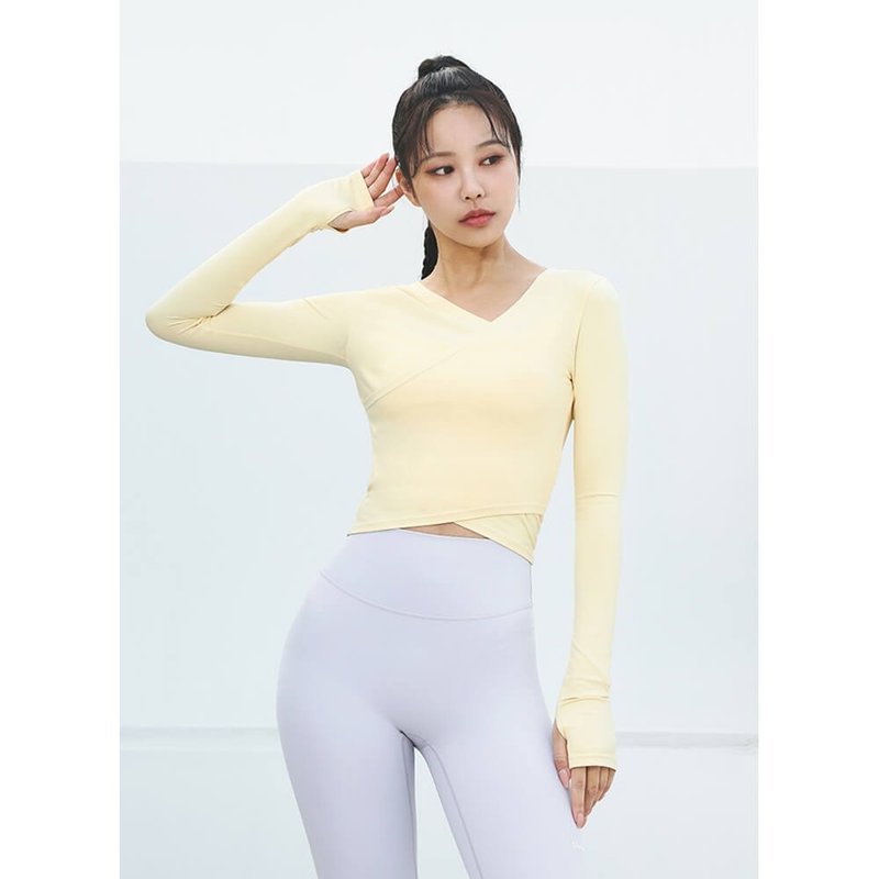【GRANDELINE】交叉短版长袖罩衫 - Sand Beige - LT422 - 女装运动衣 - 聚酯纤维 黄色