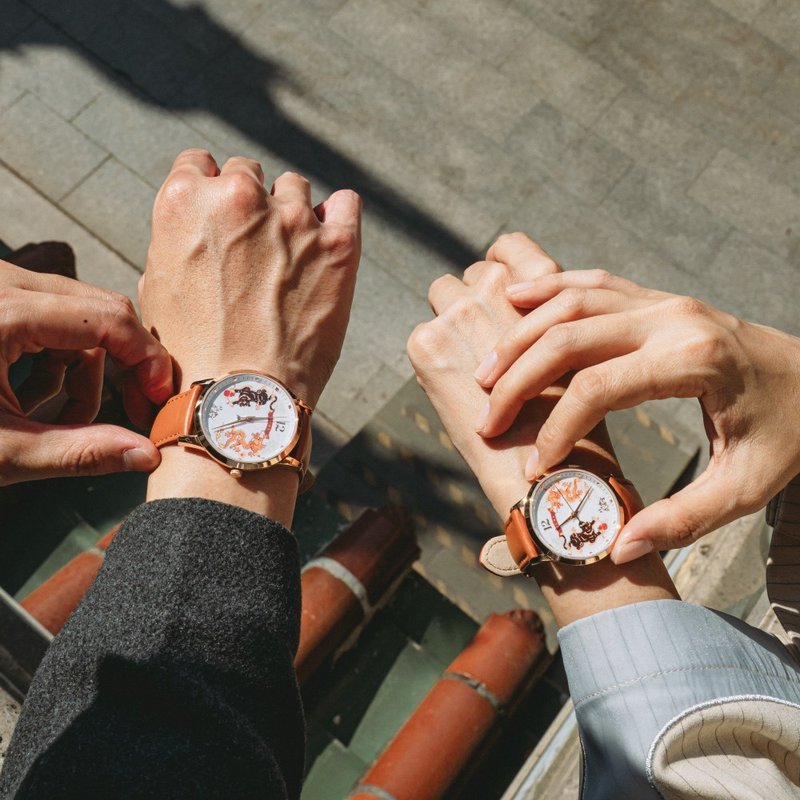 RELAX TIME 武德宫联名系列 典藏雅致腕表 (RT118-W) - 男表/中性表 - 真皮 咖啡色