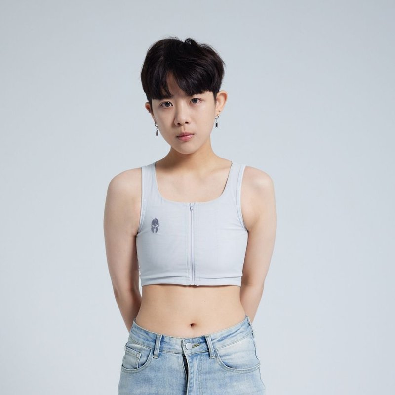 Cool Chill系列-拉链款-浅灰色束胸 - 女士内衣裤 - 其他材质 灰色