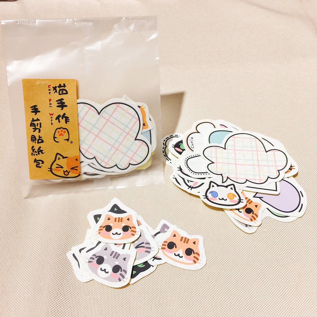 手剪贴纸包Ver.2 - 猫咪对话框 | 猫手作 - 贴纸 - 纸 