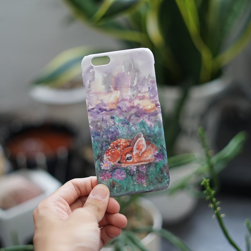 水彩画手机壳 CS-AN-007 草地小鹿 - 手机壳/手机套 - 塑料 绿色
