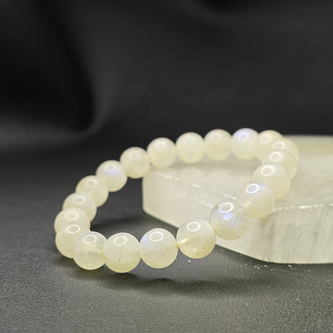 蓝月光石 Moonstone 手串 手链 天然水晶 9.5mm - 手链/手环 - 水晶 