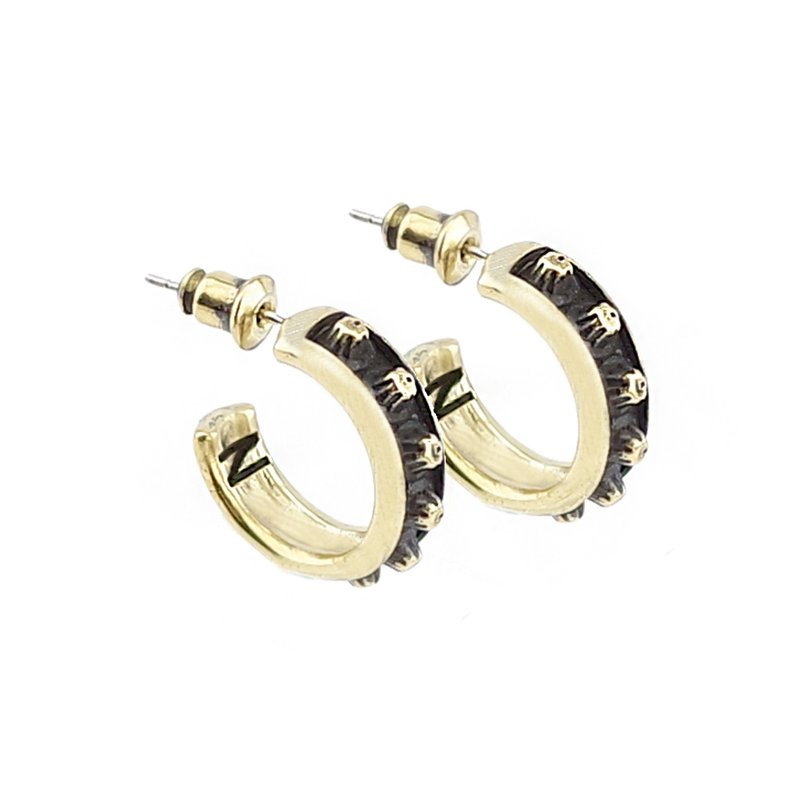 旋钮耳环 Button earring - 耳环/耳夹 - 其他金属 咖啡色