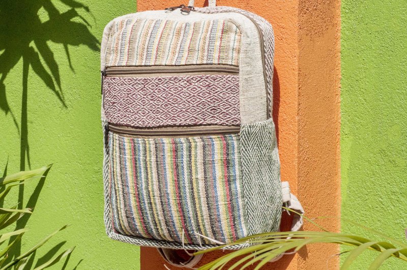 情人节 情人节礼物 新年礼物 母亲节 限量手工棉麻拼接设计后背包 / 肩背包 / 民族登山包 / 拼布包 / 棉麻后背包 / 旅行包- 彩虹天空 秘鲁天空(小) - 后背包/双肩包 - 棉．麻 多色