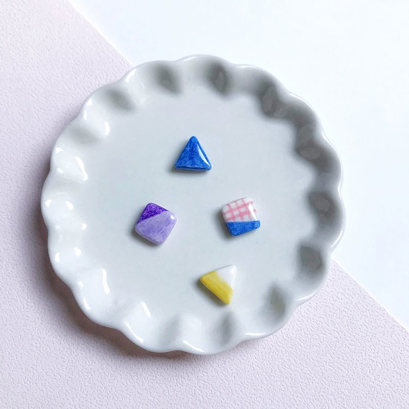 小几何系列_多色组合款 - 手作/手绘耳环 - 耳环/耳夹 - 其他材质 多色