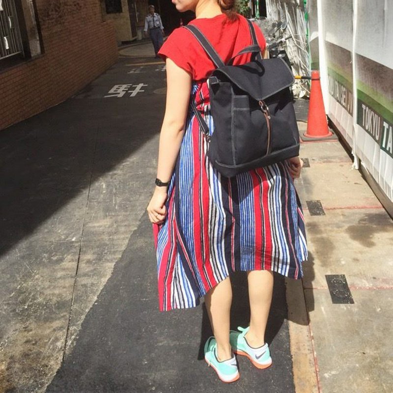 后背包 大容量帆布旅行背包 学院生书包 - Tanya (no.102) 黑色 - 后背包/双肩包 - 真皮 黑色