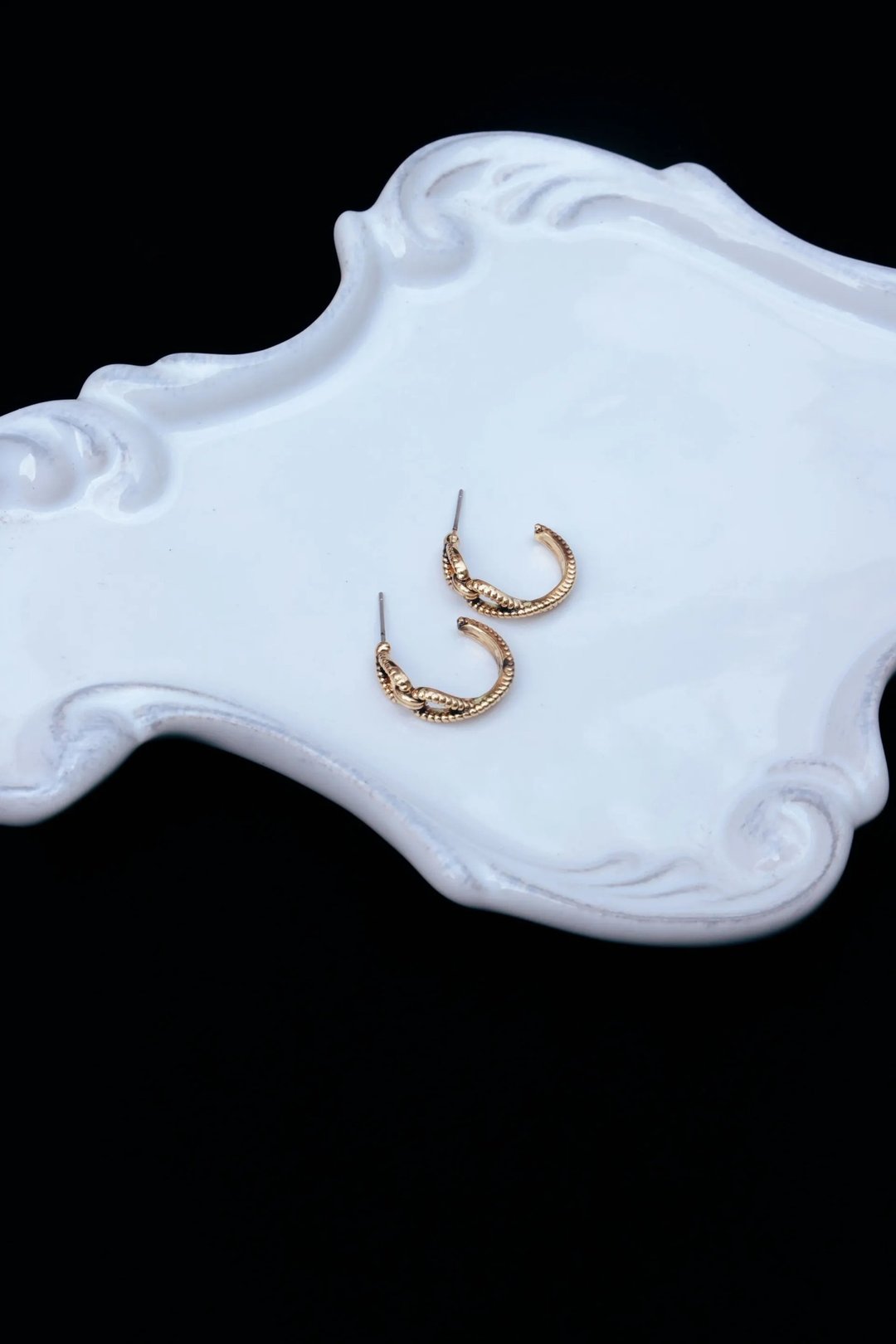 COR-DATE / UNISEX / 纹路线条圆弧耳环 - 耳环/耳夹 - 其他金属 