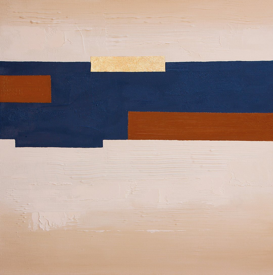 Abstract Painting Interior Original Art  Modern Artwork Oil Camvas 50 by 50 cm - 海报/装饰画/版画 - 其他材质 蓝色