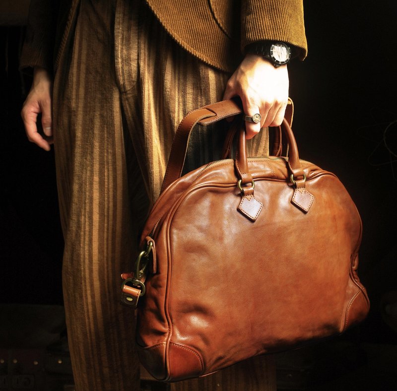 美式复古 植鞣软牛皮手提包 斜挎包 - 手提包/手提袋 - 真皮 多色