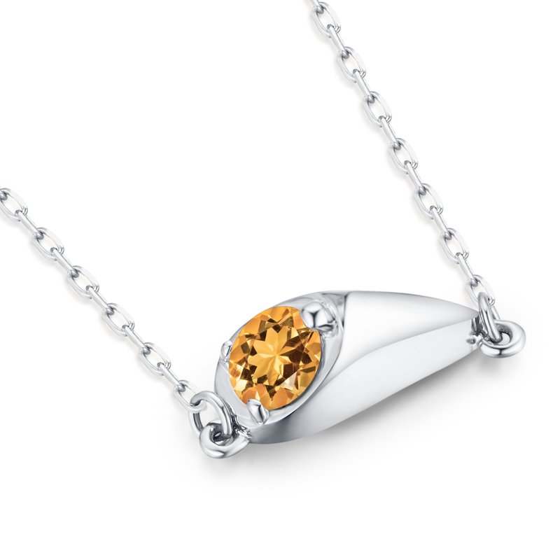 黄水晶梨形项链-简约叠戴坠饰-14k白金水滴吊坠-11月生日石 - 项链 - 贵金属 黄色