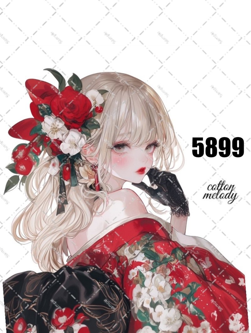 original sticker no.5899 人物贴纸 原创贴纸 人物贴纸 女孩贴纸 原创人物贴纸 - 贴纸 - 纸 