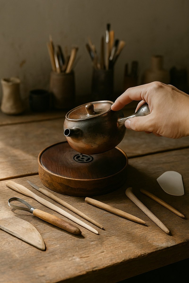 柴烧古铜金侧把茶壶 / 小平凡手作 - 茶具/茶杯 - 陶 