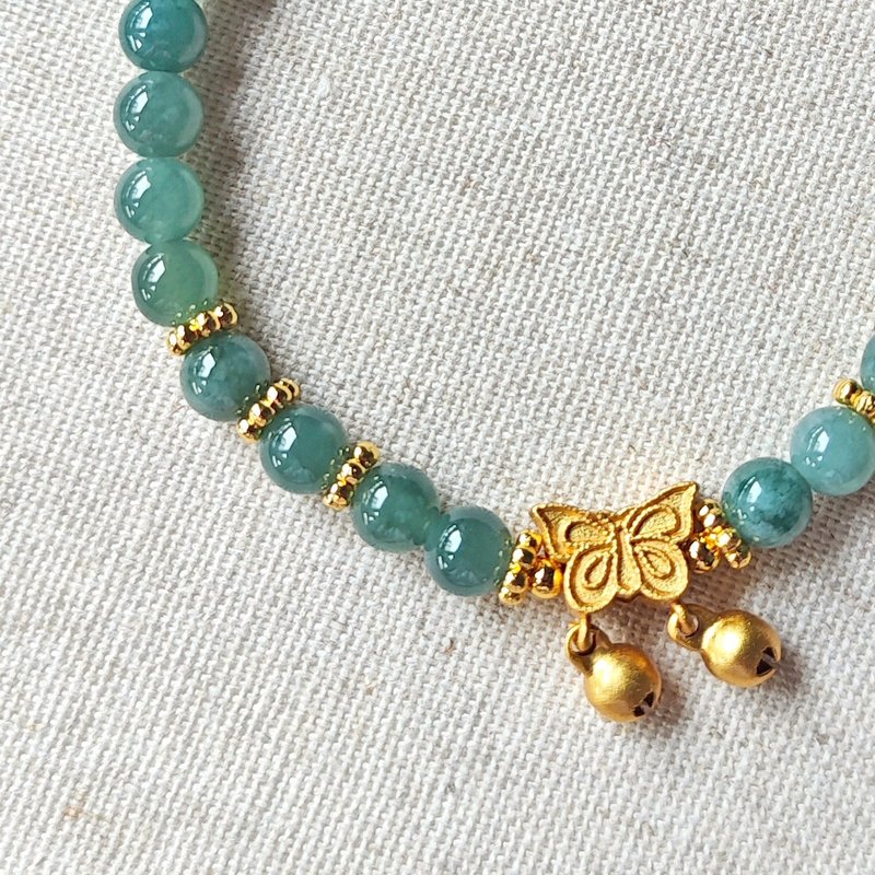 福运之石 蓝水翡翠 生日礼物 交换礼物 圣诞礼物 圣诞礼盒 翡翠 - 手链/手环 - 玉石 绿色